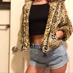 Vintage Leopard Print Cropped Jacket